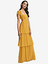 Side View Thumbnail - NYC Yellow Flutter Sleeve Cutout Tie-Back Maxi Dress with Tiered Ruffle Skirt