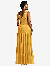 Alt View 3 Thumbnail - NYC Yellow Bow-Shoulder Faux Wrap Maxi Dress with Tiered Skirt