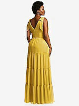 Alt View 3 Thumbnail - Marigold Bow-Shoulder Faux Wrap Maxi Dress with Tiered Skirt