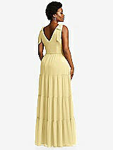 Alt View 3 Thumbnail - Pale Yellow Bow-Shoulder Faux Wrap Maxi Dress with Tiered Skirt