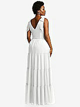 Alt View 3 Thumbnail - White Bow-Shoulder Faux Wrap Maxi Dress with Tiered Skirt