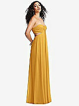 Alt View 1 Thumbnail - NYC Yellow Strapless Empire Waist Cutout Maxi Dress with Covered Button Detail