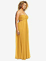Alt View 3 Thumbnail - NYC Yellow Strapless Empire Waist Cutout Maxi Dress with Covered Button Detail