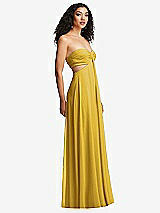 Side View Thumbnail - Marigold Strapless Empire Waist Cutout Maxi Dress with Covered Button Detail