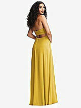 Rear View Thumbnail - Marigold Strapless Empire Waist Cutout Maxi Dress with Covered Button Detail