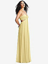 Alt View 1 Thumbnail - Pale Yellow Strapless Empire Waist Cutout Maxi Dress with Covered Button Detail