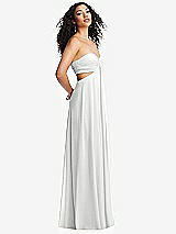 Alt View 1 Thumbnail - White Strapless Empire Waist Cutout Maxi Dress with Covered Button Detail