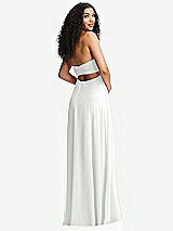 Rear View Thumbnail - White Strapless Empire Waist Cutout Maxi Dress with Covered Button Detail