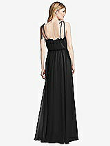 Rear View Thumbnail - Black Skinny Tie-Shoulder Ruffle-Trimmed Blouson Maxi Dress