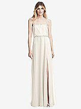 Front View Thumbnail - Ivory Skinny Tie-Shoulder Ruffle-Trimmed Blouson Maxi Dress