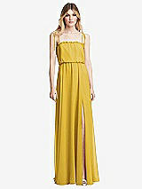 Front View Thumbnail - Marigold Skinny Tie-Shoulder Ruffle-Trimmed Blouson Maxi Dress