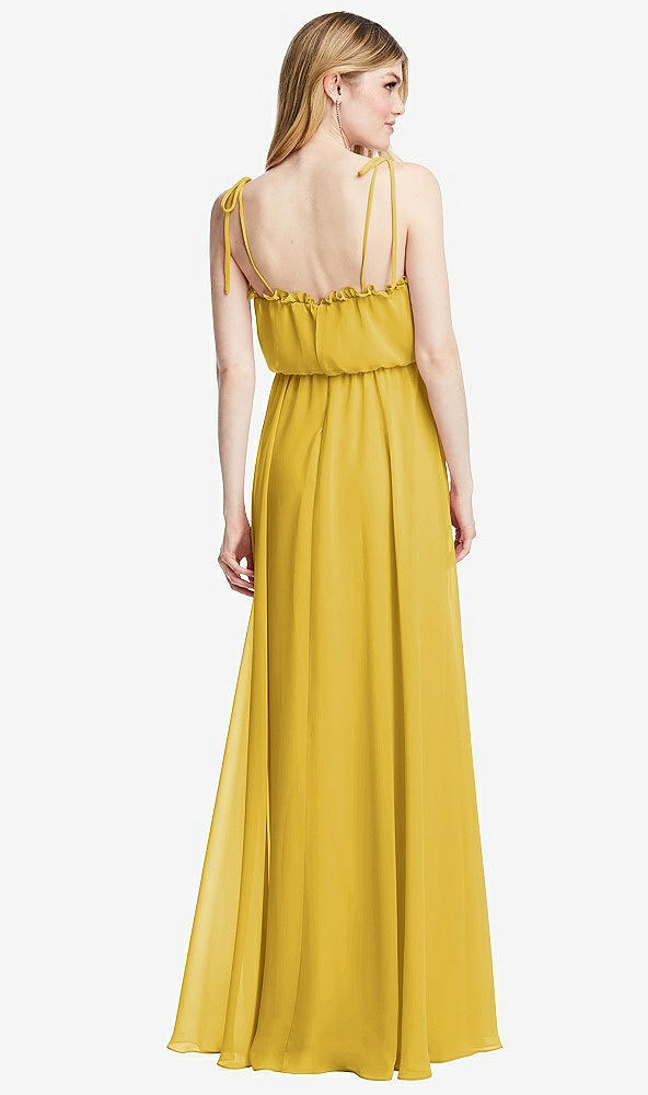 Back View - Marigold Skinny Tie-Shoulder Ruffle-Trimmed Blouson Maxi Dress