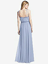 Rear View Thumbnail - Sky Blue Skinny Tie-Shoulder Ruffle-Trimmed Blouson Maxi Dress