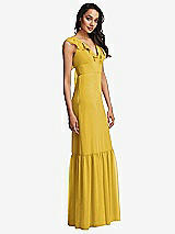 Side View Thumbnail - Marigold Tiered Ruffle Plunge Neck Open-Back Maxi Dress with Deep Ruffle Skirt