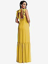 Rear View Thumbnail - Marigold Tiered Ruffle Plunge Neck Open-Back Maxi Dress with Deep Ruffle Skirt