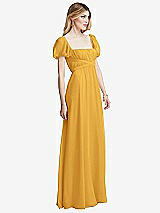 Side View Thumbnail - NYC Yellow Regency Empire Waist Puff Sleeve Chiffon Maxi Dress