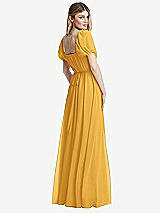 Rear View Thumbnail - NYC Yellow Regency Empire Waist Puff Sleeve Chiffon Maxi Dress