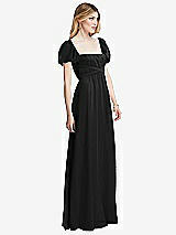 Side View Thumbnail - Black Regency Empire Waist Puff Sleeve Chiffon Maxi Dress