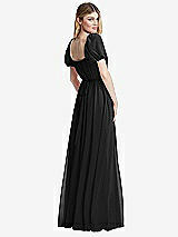 Rear View Thumbnail - Black Regency Empire Waist Puff Sleeve Chiffon Maxi Dress