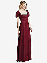 Side View Thumbnail - Burgundy Regency Empire Waist Puff Sleeve Chiffon Maxi Dress