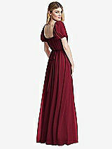 Rear View Thumbnail - Burgundy Regency Empire Waist Puff Sleeve Chiffon Maxi Dress
