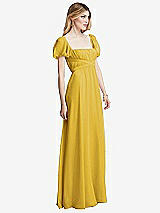 Side View Thumbnail - Marigold Regency Empire Waist Puff Sleeve Chiffon Maxi Dress