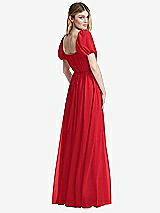 Rear View Thumbnail - Parisian Red Regency Empire Waist Puff Sleeve Chiffon Maxi Dress