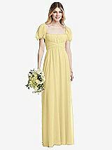 Alt View 1 Thumbnail - Pale Yellow Regency Empire Waist Puff Sleeve Chiffon Maxi Dress