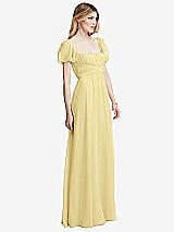 Side View Thumbnail - Pale Yellow Regency Empire Waist Puff Sleeve Chiffon Maxi Dress