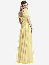 Rear View Thumbnail - Pale Yellow Regency Empire Waist Puff Sleeve Chiffon Maxi Dress