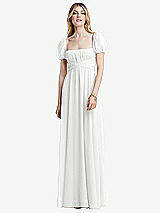 Front View Thumbnail - White Regency Empire Waist Puff Sleeve Chiffon Maxi Dress