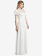 Side View Thumbnail - White Regency Empire Waist Puff Sleeve Chiffon Maxi Dress