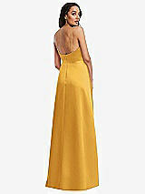 Rear View Thumbnail - NYC Yellow Adjustable Strap Faux Wrap Maxi Dress with Covered Button Details