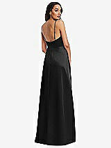 Rear View Thumbnail - Black Adjustable Strap Faux Wrap Maxi Dress with Covered Button Details