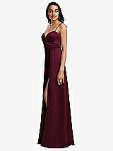 Side View Thumbnail - Cabernet Adjustable Strap Faux Wrap Maxi Dress with Covered Button Details
