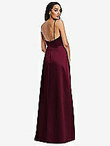 Rear View Thumbnail - Cabernet Adjustable Strap Faux Wrap Maxi Dress with Covered Button Details