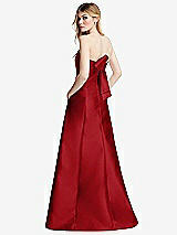 Side View Thumbnail - Garnet Strapless A-line Satin Gown with Modern Bow Detail