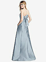 Side View Thumbnail - Mist Strapless A-line Satin Gown with Modern Bow Detail