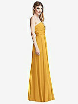Side View Thumbnail - NYC Yellow Shirred Bodice Strapless Chiffon Maxi Dress with Optional Straps