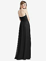Rear View Thumbnail - Black Shirred Bodice Strapless Chiffon Maxi Dress with Optional Straps