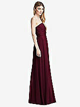 Side View Thumbnail - Cabernet Shirred Bodice Strapless Chiffon Maxi Dress with Optional Straps