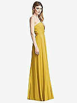 Side View Thumbnail - Marigold Shirred Bodice Strapless Chiffon Maxi Dress with Optional Straps