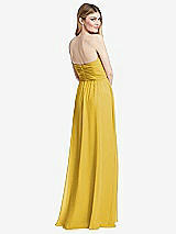 Rear View Thumbnail - Marigold Shirred Bodice Strapless Chiffon Maxi Dress with Optional Straps