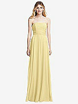 Front View Thumbnail - Pale Yellow Shirred Bodice Strapless Chiffon Maxi Dress with Optional Straps
