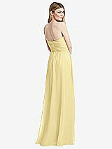 Rear View Thumbnail - Pale Yellow Shirred Bodice Strapless Chiffon Maxi Dress with Optional Straps