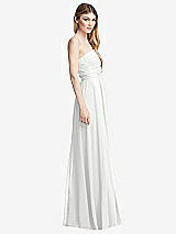 Side View Thumbnail - White Shirred Bodice Strapless Chiffon Maxi Dress with Optional Straps