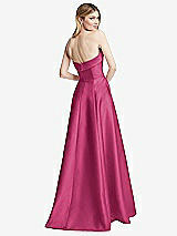 Rear View Thumbnail - Tea Rose Strapless Bias Cuff Bodice Satin Gown with Pockets