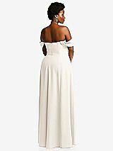 Alt View 4 Thumbnail - Ivory Off-the-Shoulder Pleated Cap Sleeve A-line Maxi Dress