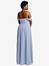Alt View 4 Thumbnail - Sky Blue Off-the-Shoulder Pleated Cap Sleeve A-line Maxi Dress