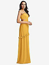 Side View Thumbnail - NYC Yellow Ruffle-Trimmed Cutout Tie-Back Maxi Dress with Tiered Skirt